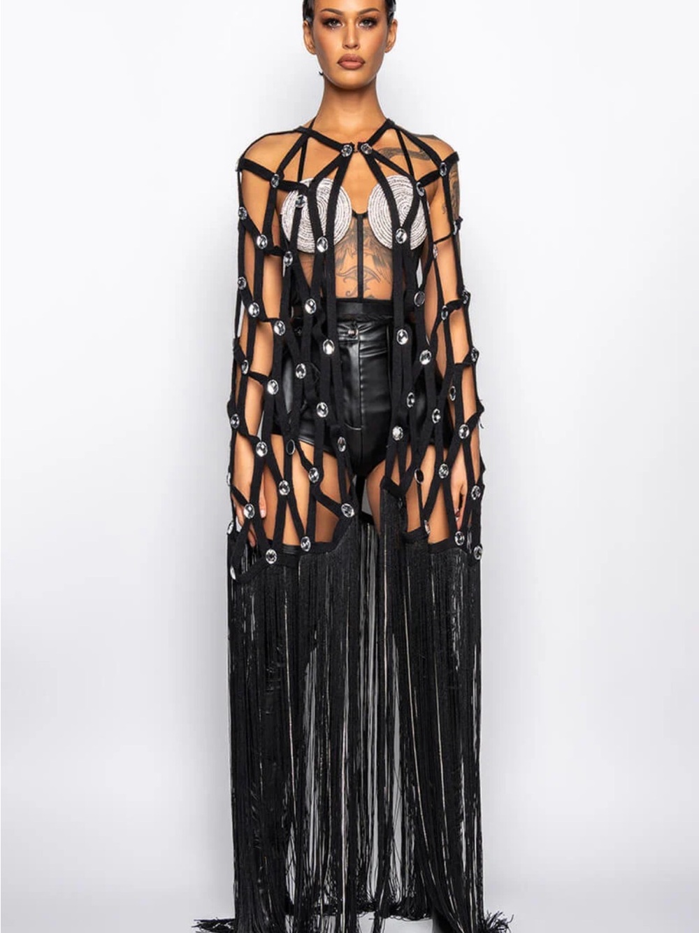 ZELINA FRINGE EMBELLISHED LONG CARDIGAN by Akira - Picture 5 of 8
